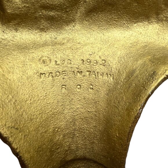 Cast Iron Sheaf of Wheat Door Stop or Door Porter Goldtone Aqua VTG '92 Antiqued - Picture 5 of 16